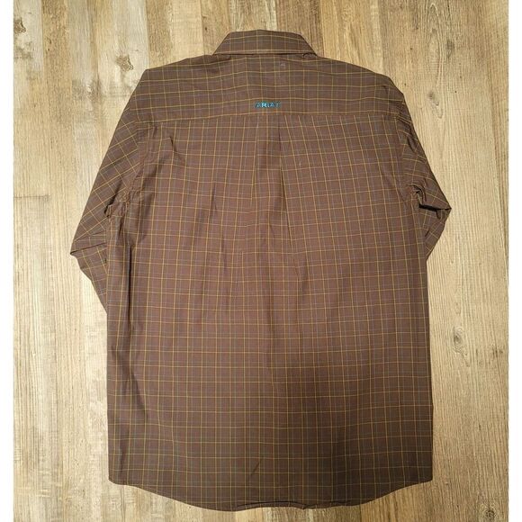 Ariat Pro Series Shirt Men's Small Brown Long Sleeve Button Down Work - Picture 4 of 8